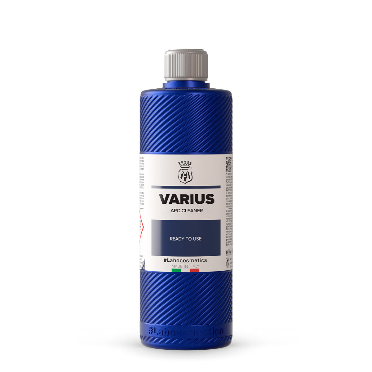 Blue bottle of Varius APC Cleaner on a white background